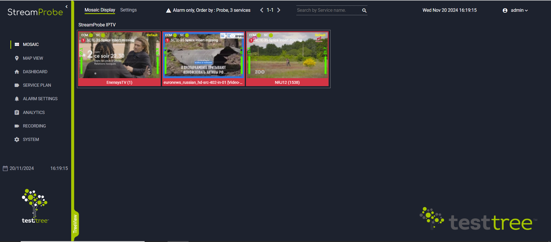 StreamProbe live thumbnail multiviewer in penalty box mode